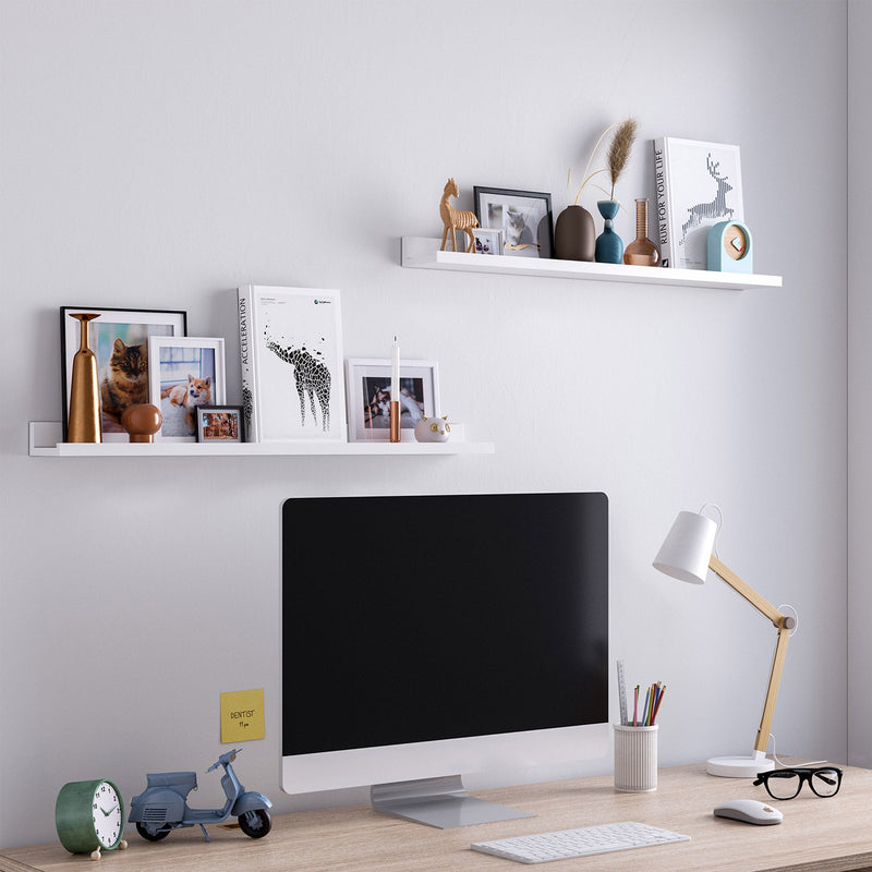 High Gloss Wall Shelf - Sæt med 2 flydende planker - Hvid