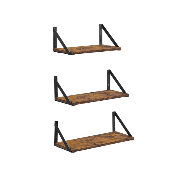 Rafturi de perete - set de 3 - Singerable - Wood - maro