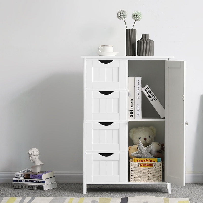 Bouette - armoire de salle de bain en bois - armoire de bip - avec 4 tiroirs - blanc