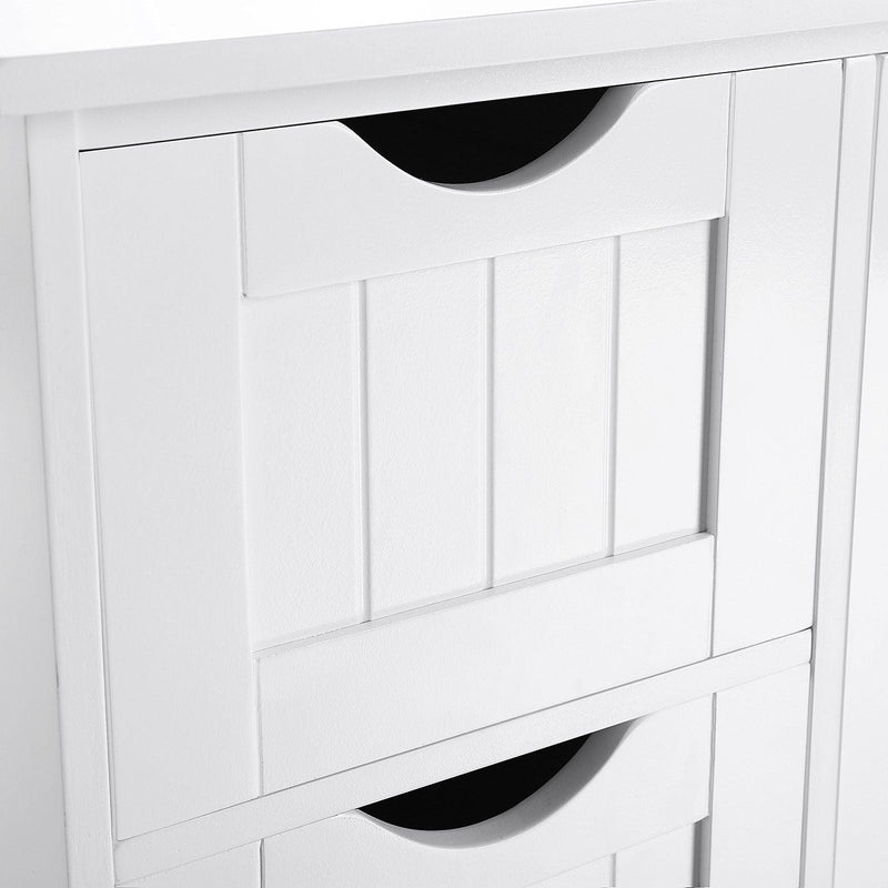 Sideboard - Wood Badrumskåp - pipskåp - med 4 Lades - White