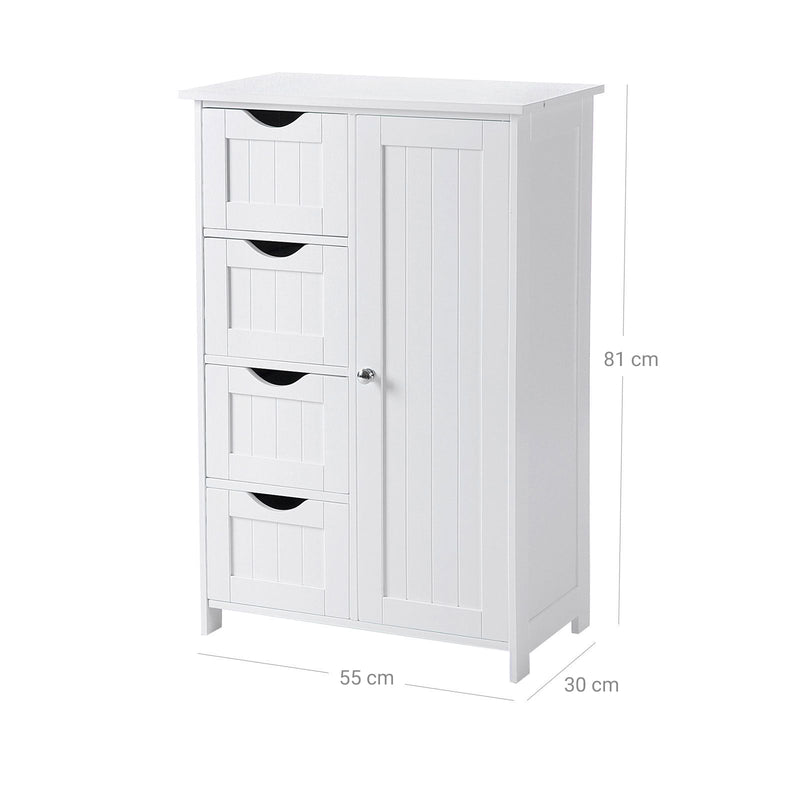 Sideboard - Dulap de baie din lemn - dulap Beeper - cu 4 sertare - alb