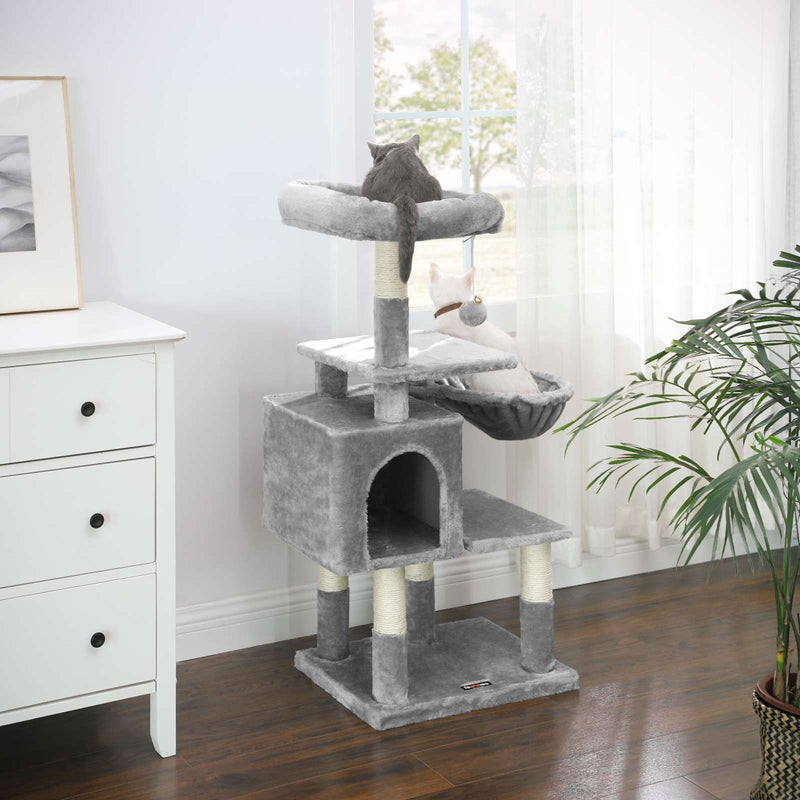 Naarmuuntuminen - Cat House - 110 cm - korkea naarmuuntuminen - vaaleanharmaa