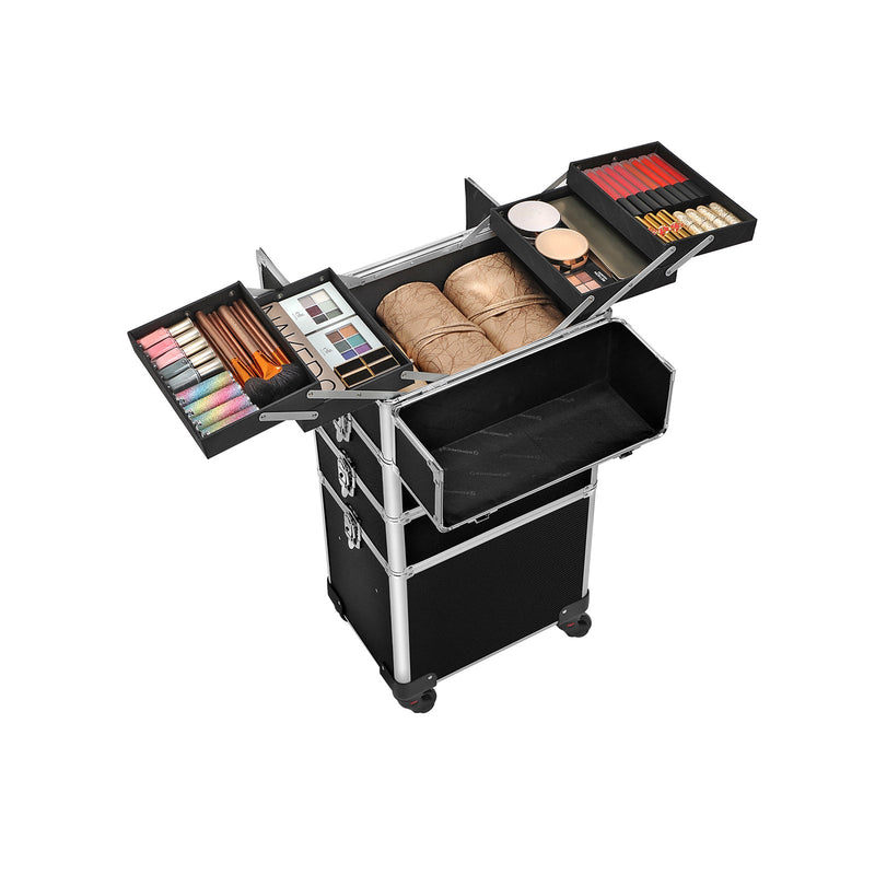 Cosmetic Trolley XXL - MAKE -APSASE cu roți - negru