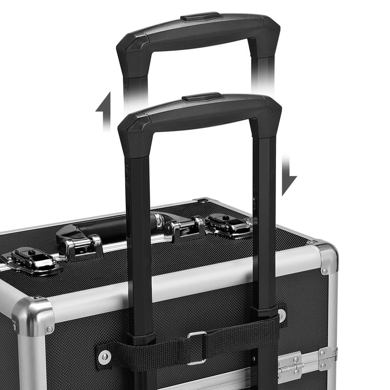 Cosmetische Trolley XXL - Make-up Koffer met Wieltjes - Zwart