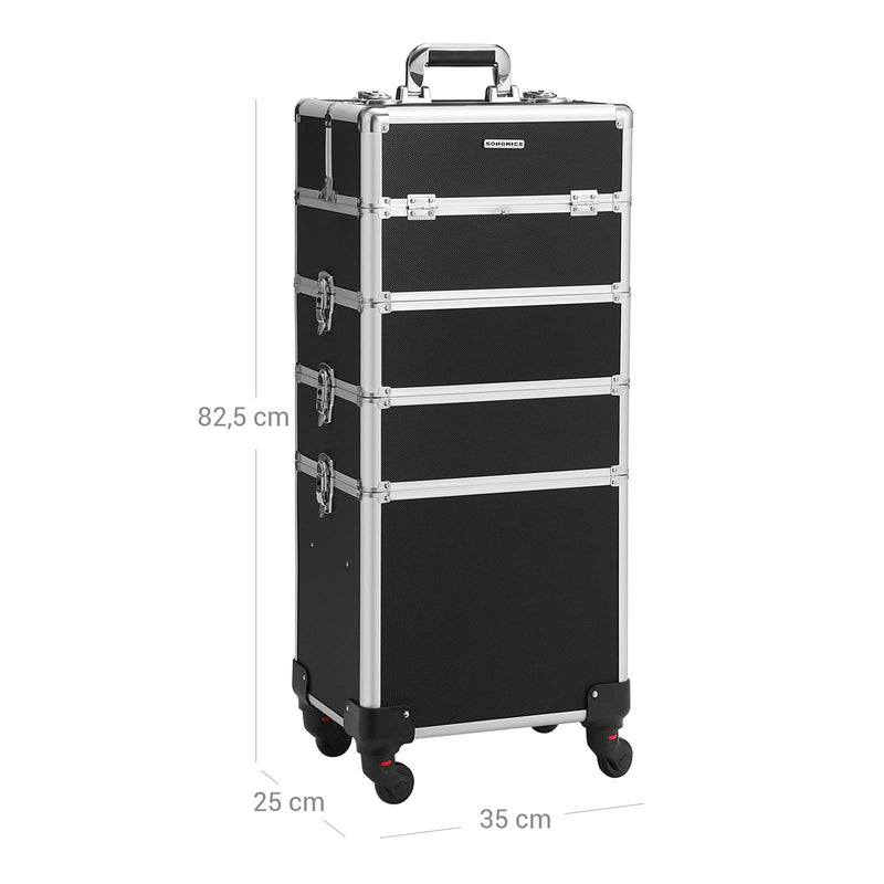 Chariot cosmétique xxl - Faire-up valise avec roues - noir