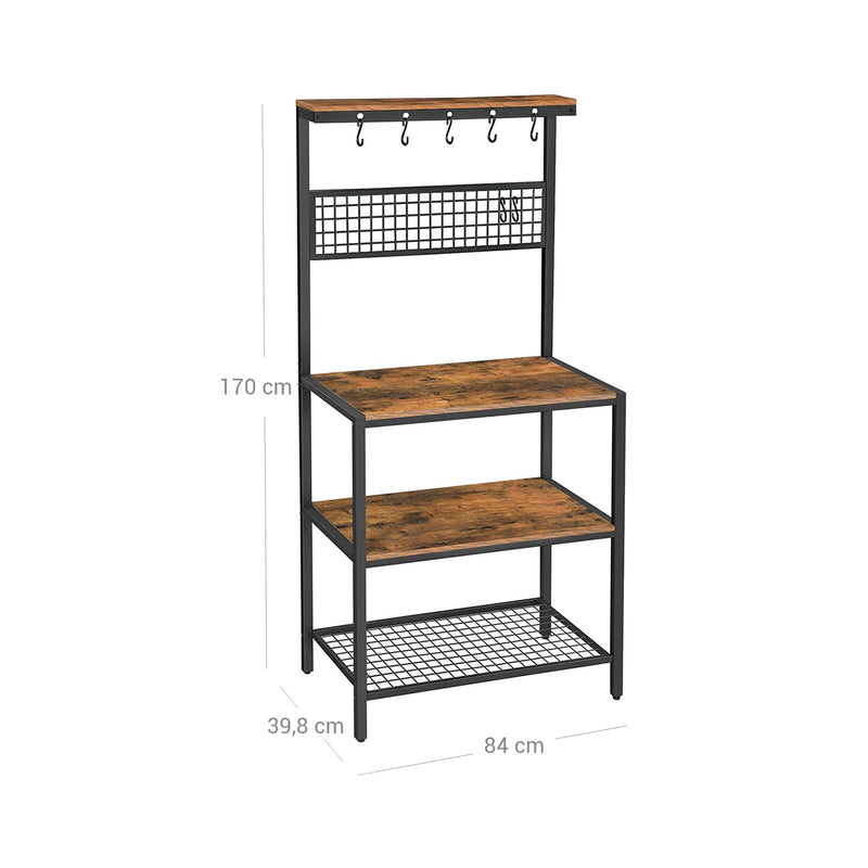 KitchenPlank - Standing Plank for the Kitchen - Wood Look Plank Nivåer - 10 krokar - Metal Gridboard