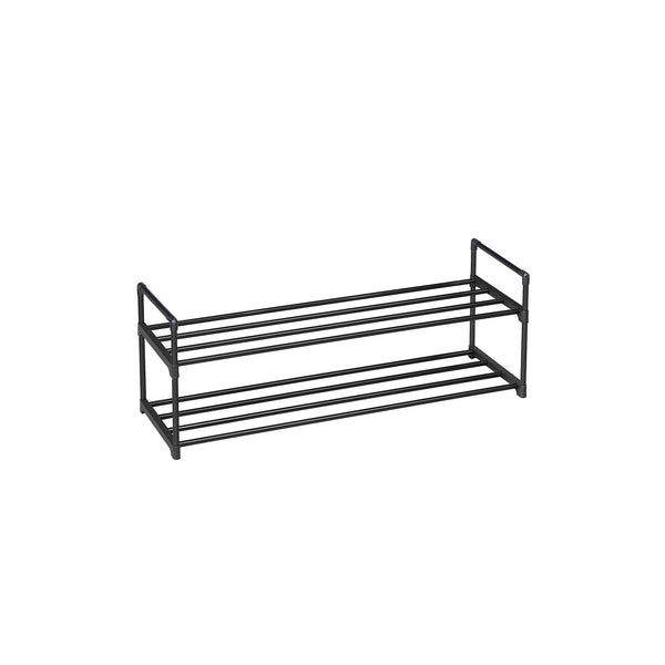 Shoe Rack - med 2 nivåer - Metallskoslagring - 92 x 30 x 33 cm - svart