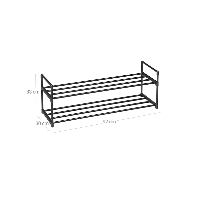 Kenkäteline - 2 tasoa - metallikenkävarasto - 92 x 30 x 33 cm - musta