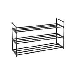 Shoe Rack med 3 nivåer - Metall Shoe Storage - för 12-15 par skor - Svart