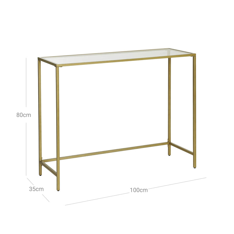 Moderne consoletafel - Bijzettafel - Glazen Plaat - Goude frame