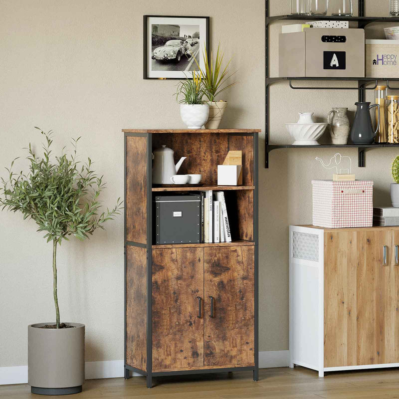 Bouchon - armoire de cuisine avec 2 compartiments ouverts - bibliothèque - marron