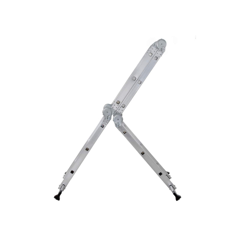 Multifunctionele Aluminium Ladder - met 2 Metalen Platen - Vouwladder - Belasting 150 kg - Zilver