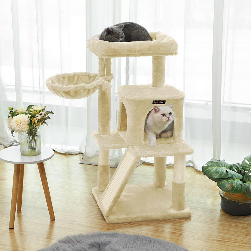 Scratching Post - Med stor platform - crackboard - beige