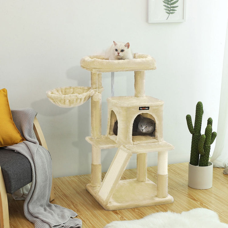 Scratching Post - Med stor platform - crackboard - beige