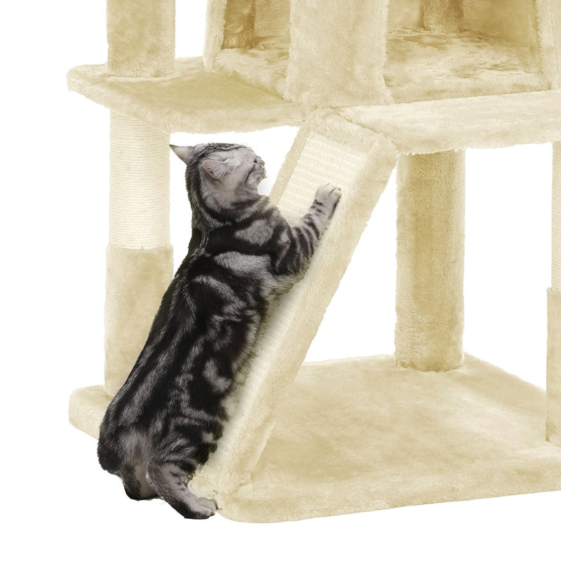 Scratching Post - Med stor platform - crackboard - beige