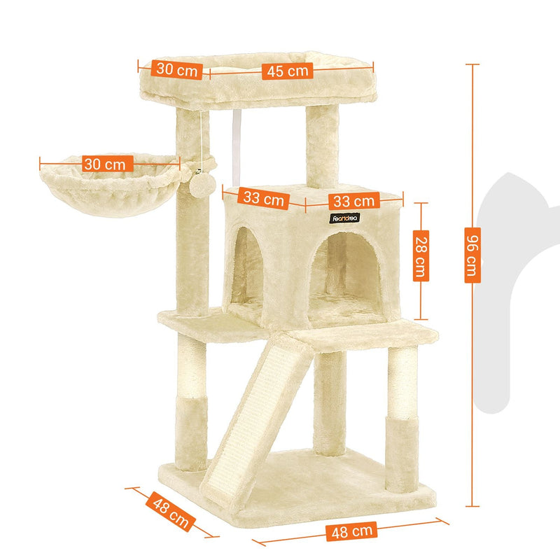 Scratching Post - Med stor platform - crackboard - beige