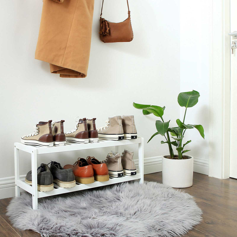 Rack à chaussures en bambou - Rack de salle de bain - blanc