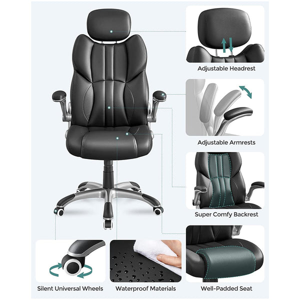 Kontorsordförande - Ergonomisk kontorsstol - Spelstol - Swivel Chair - Svart