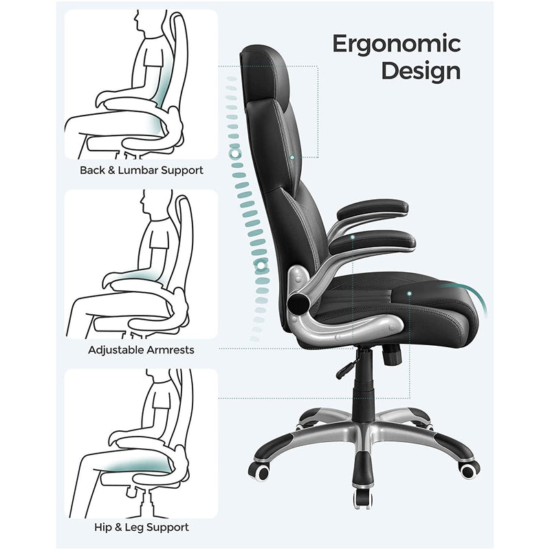 Kontorsordförande - Ergonomisk kontorsstol - Spelstol - Swivel Chair - Svart