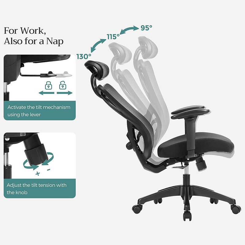 Toimistotuoli - ergonominen toimistotuoli - tietokonetuoli - musta