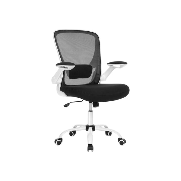 Chaise de bureau - chaise d'ordinateur - avec accoudoirs pliants - dossier réglable - blanc noir