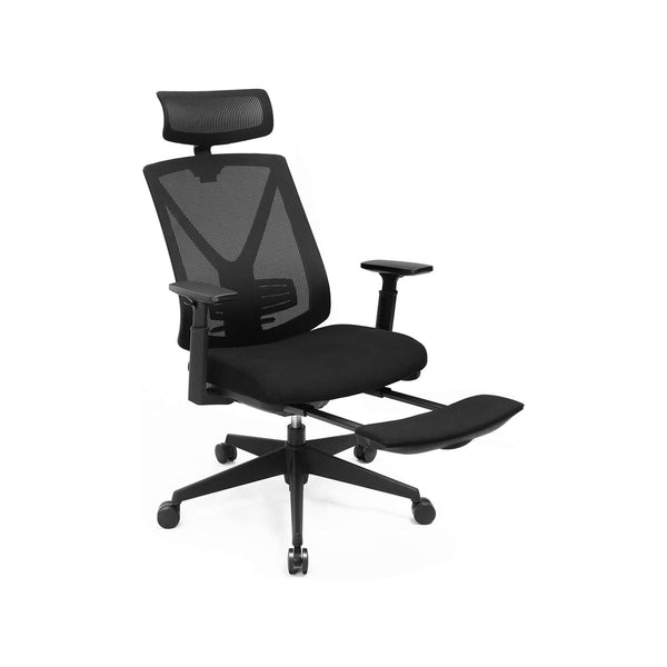 Kontorstol - Computerstol - Game Chair - Med fodstøtte - med nakkestøtte - sort