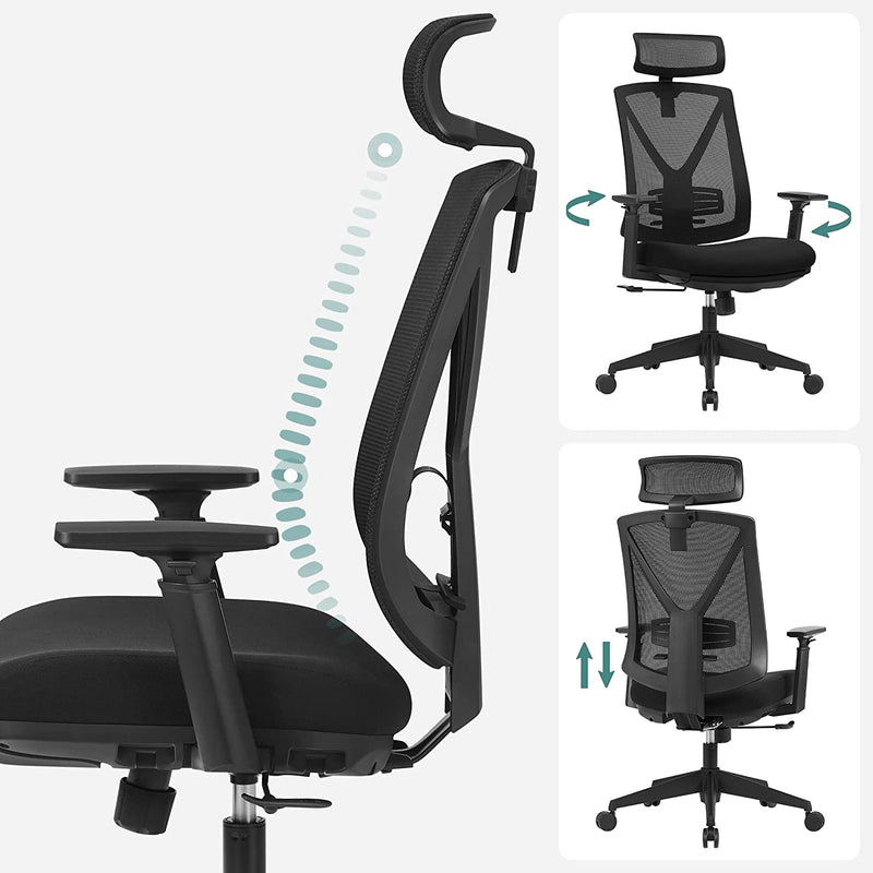 Kontorstol - Computerstol - Game Chair - Med fodstøtte - med nakkestøtte - sort