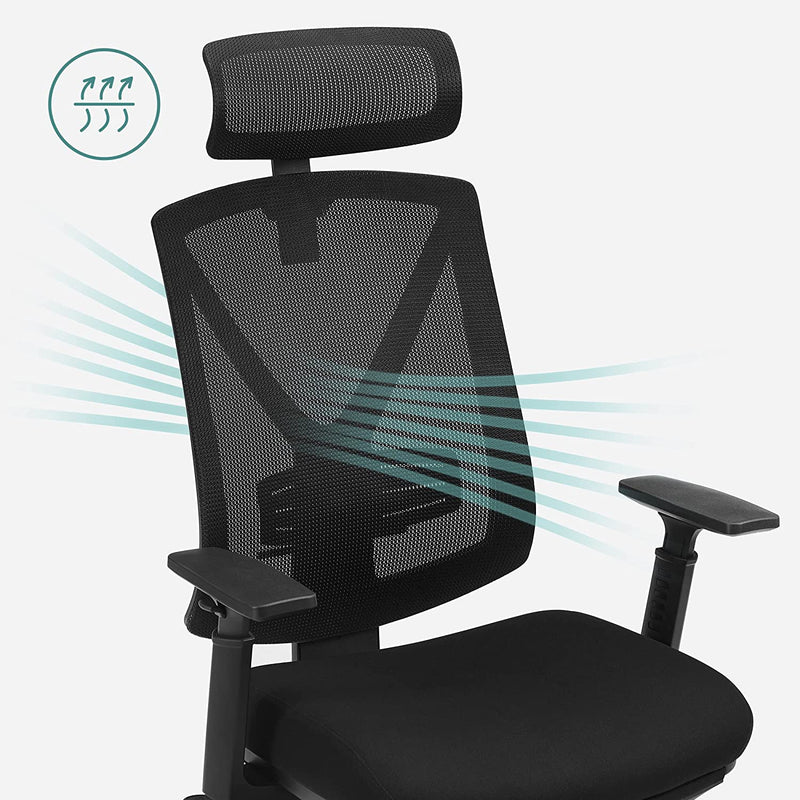 Kontorstol - Computerstol - Game Chair - Med fodstøtte - med nakkestøtte - sort