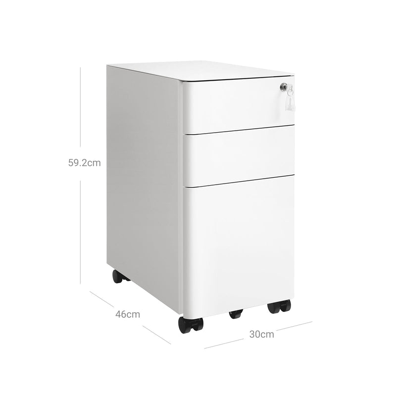 LadeBlok - Archive Cabinet - Office Cabinet - With Wheels and Lock - White