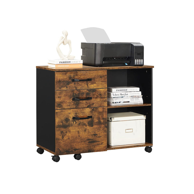 Archiefkast - Boekenkast - Decorkast - Opslagkast - Met wielen - Vintage Bruin