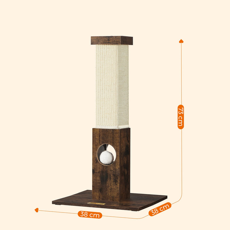 Scratching Post med legetøj - fra naturligt Sisalt Rope - 73 cm - Brun