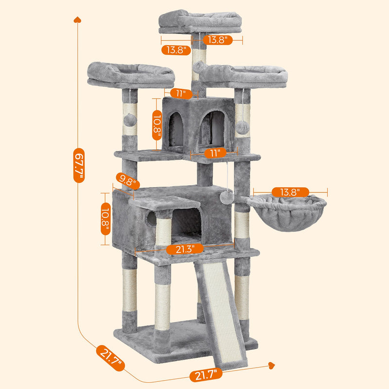 XXL Scratching Post - 168 cm høj - lysegrå