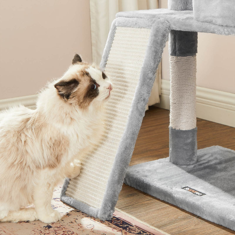 Scratching Post - 115 cm - Scratching Board - med 2 platforme - med hulen - lysegrå