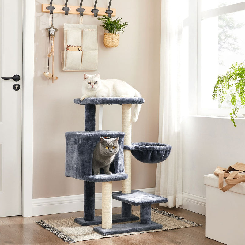 Scratching Post - avec plate-forme - tapis de martonnage - Couvercle souple - 84 cm - gris fumé