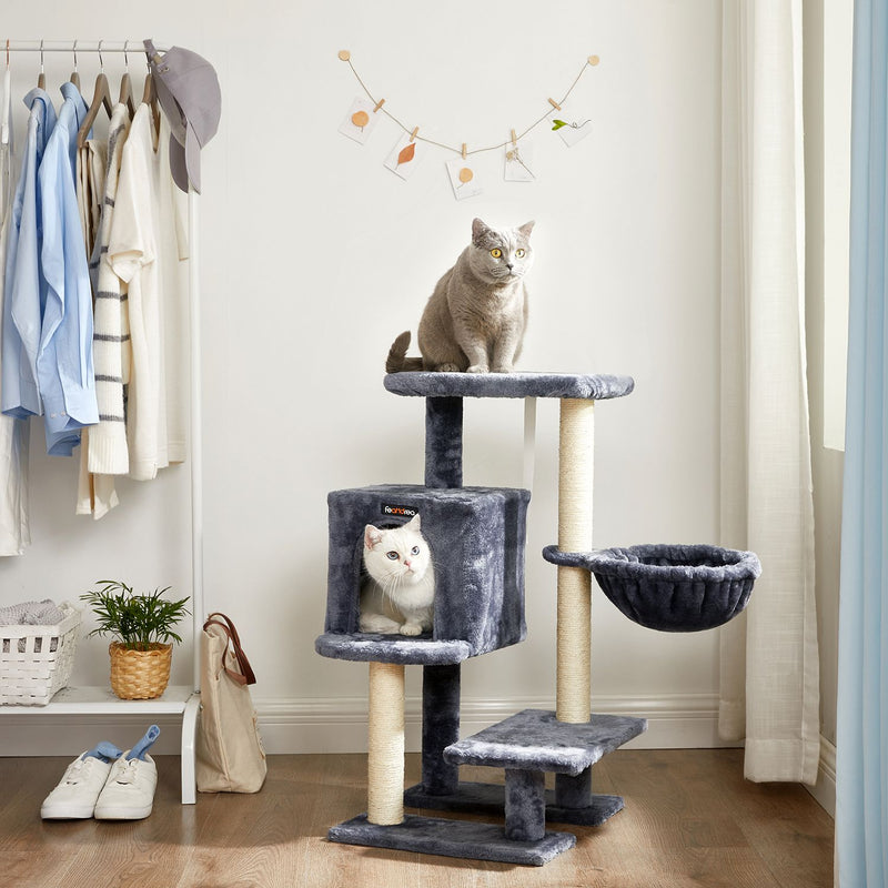 Scratching Post - med plattform - hammat - mjuk täckning - 84 cm - rökgrå