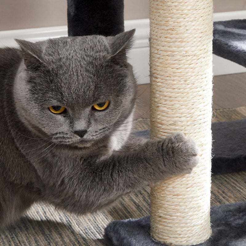 Scratching Post - avec plate-forme - tapis de martonnage - Couvercle souple - 84 cm - gris fumé