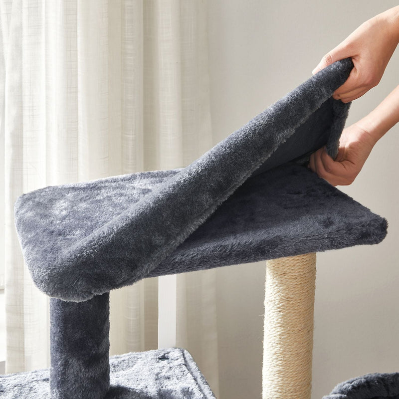 Scratching Post - med plattform - hammat - mjuk täckning - 84 cm - rökgrå