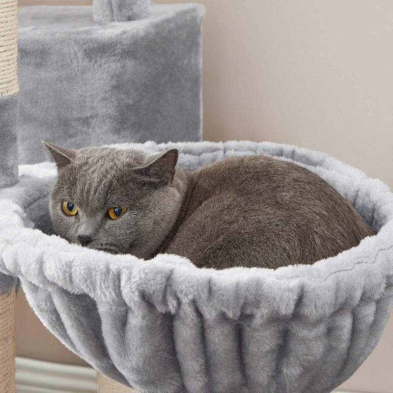 Scratching Post - avec 2 plateaux - avec grotte - 142 cm - gris clair