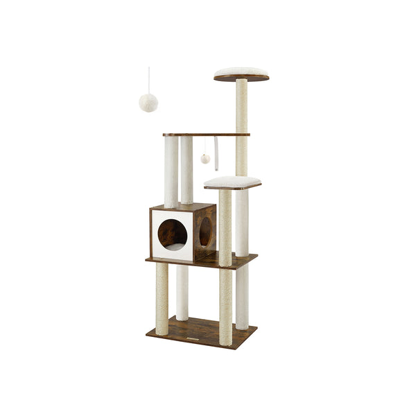 Scratching Post - Cat Tree - avec des oreillers amovibles - moderne - brun vintage