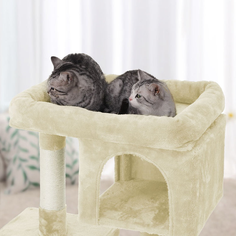 Scratching Post - Cats Sleep Spot - 2 huller - med platform - 84 cm - beige