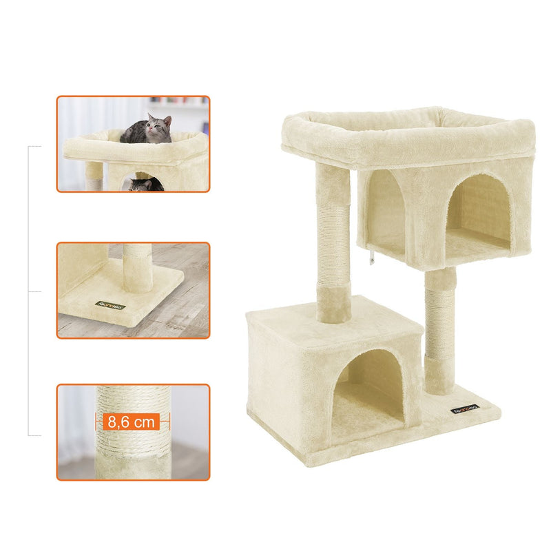 Scratching Post - Katter Sleep Spot - 2 hål - med plattform - 84 cm - Beige