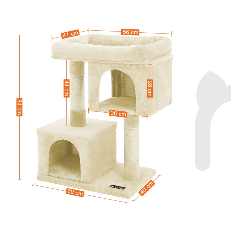 Scratching Post - Cats Sleep Spot - 2 huller - med platform - 84 cm - beige