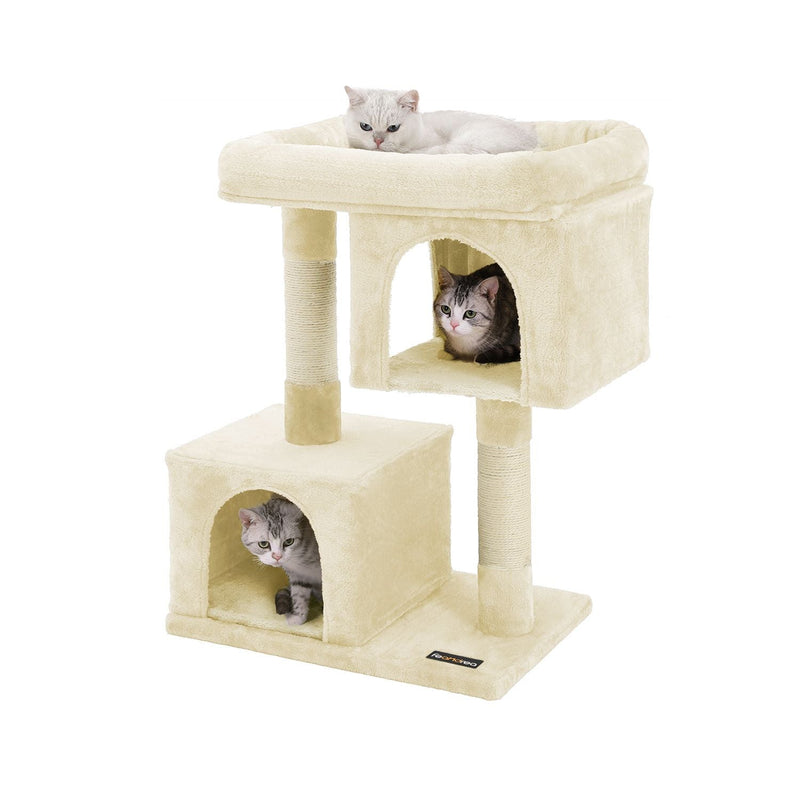 Krabpaal - Katten slaap plek - 2 gaten - Met platform - 84 cm - beige