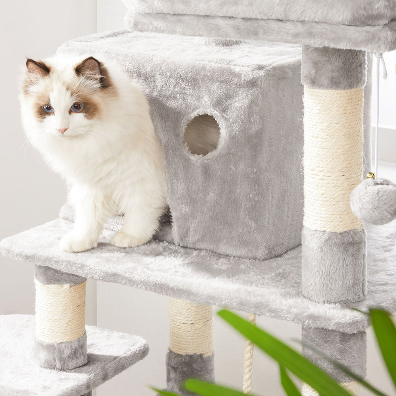 Scratching Post - Cat House - avec hamac - 150 cm - gris clair