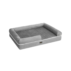 Orthopedisch hondenbed - Hondenmand - Met verhoogde rand - 106 x 80 x 25 cm - Grijs