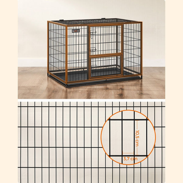 Dog Cage - Mesh Box - Puppy Run XL - med 2 dörrar - 107 x 70 x 74,9 cm - Svart