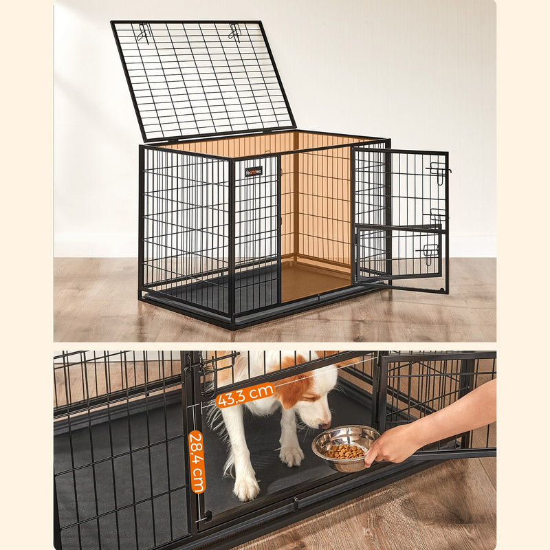 Dog Cage - Boîte à mailles - Puppy Run xl - Avec 2 portes - 107 x 70 x 74,9 cm - noir