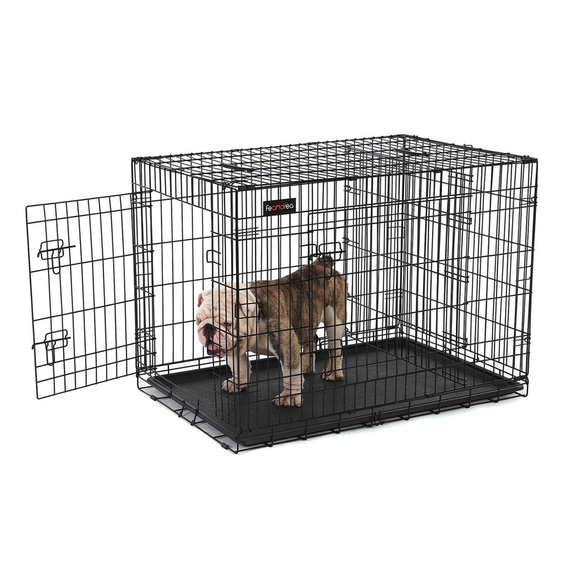 Hondenkooi - Hondenbox - 2 deuren - 107 x 70 x 77,5 cm - Zwart