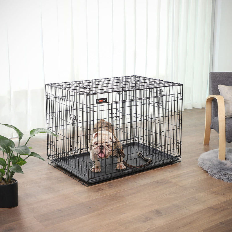 Dog Cage - Dog Box - 2 Doors - 107 x 70 x 77,5 cm - Sort