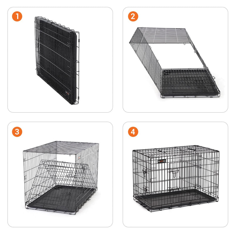 Dog Cage - Dog Box - 2 Doors - 107 x 70 x 77,5 cm - Sort